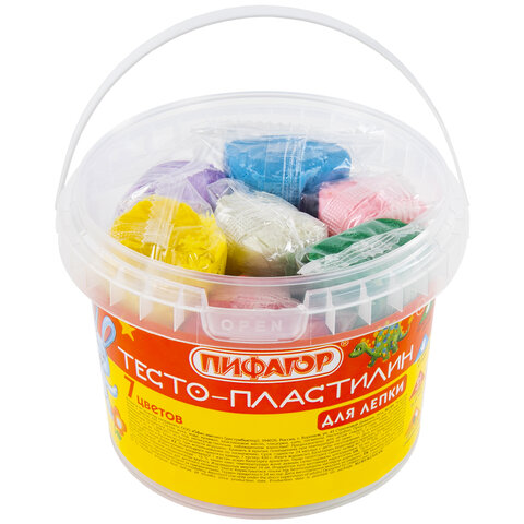 Пластилин на растительной основе (тесто для лепки) ПИФАГОР, 7 цветов, 420 г, Пластилин на растительной основе (тесто для лепки) ПИФАГОР, 7 цветов, 420 г,