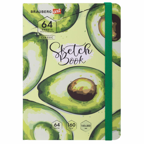 Скетчбук, белая бумага 160 г/м2, 145х203 мм, 64 л., резинка, твердый, BRAUBERG Скетчбук, белая бумага 160 г/м2, 145х203 мм, 64 л., резинка, твердый, BRAUBERG