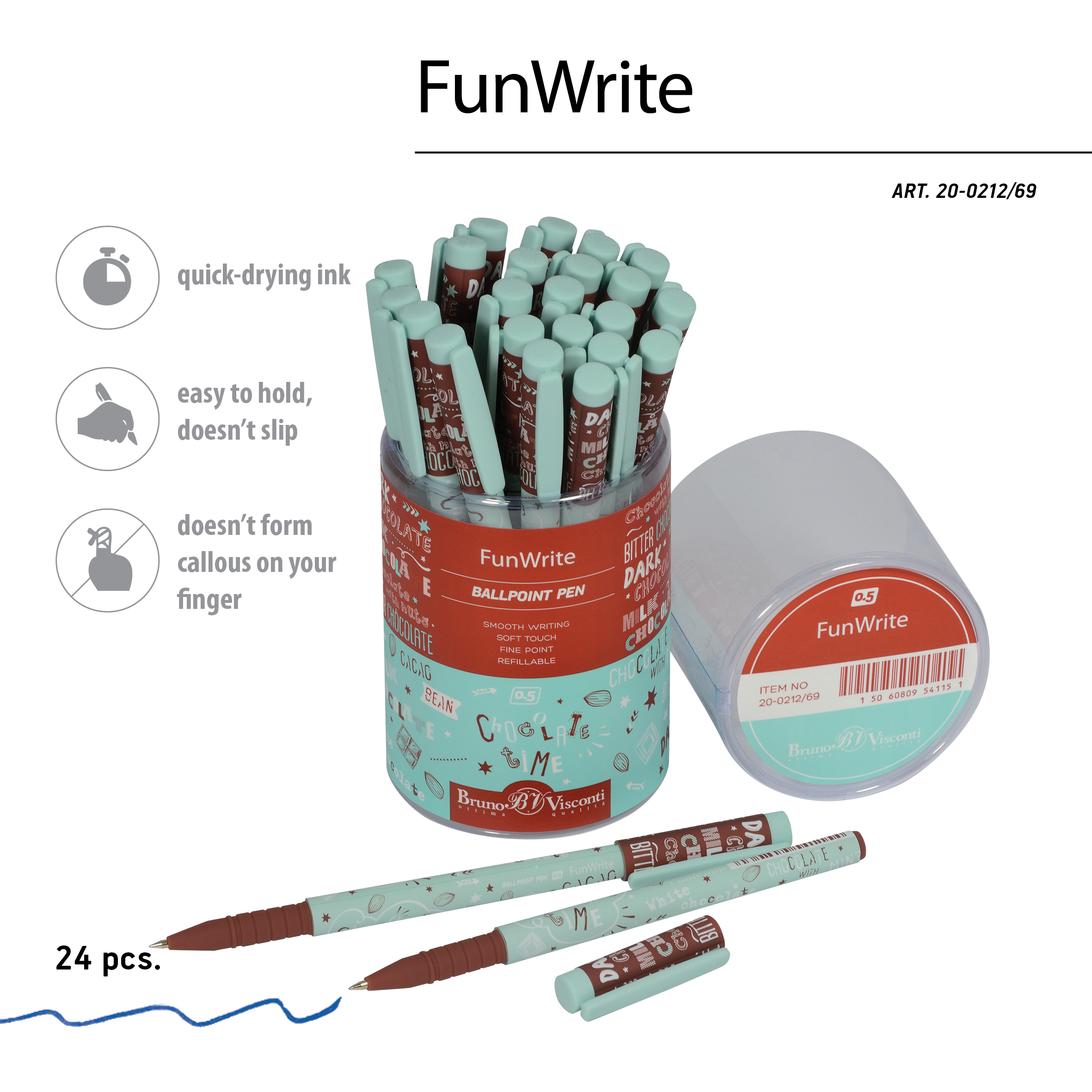 РУЧКА "FunWrite. Coffee Time. Мятный капучино" ШАРИКОВАЯ, 0.5 ММ, РУЧКА "FunWrite. Coffee Time. Мятный капучино" ШАРИКОВАЯ, 0.5 ММ,