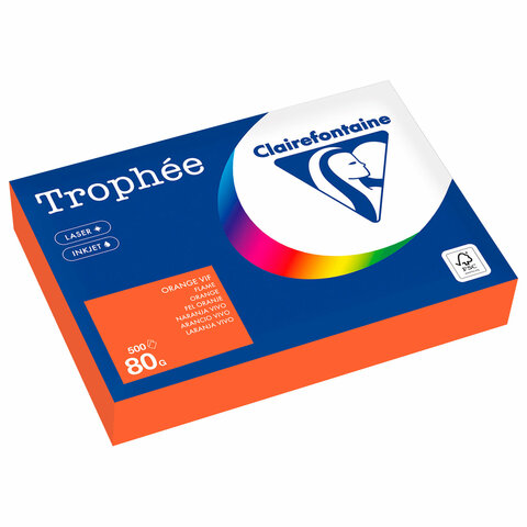 Бумага цветная CLAIREFONTAINE, А4, 80 г/м2, 500 л., интенсив, ярко-оранжевый, Бумага цветная CLAIREFONTAINE, А4, 80 г/м2, 500 л., интенсив, ярко-оранжевый,