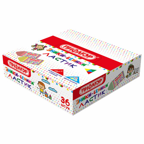 Ластик трехгранный ПИФАГОР "ЭНИКИ-БЕНИКИ", 35х18х18 мм, картонный Ластик трехгранный ПИФАГОР "ЭНИКИ-БЕНИКИ", 35х18х18 мм, картонный