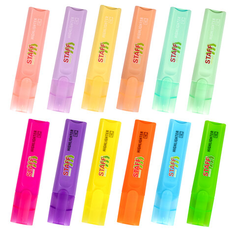 Набор текстовыделителей 12 ЦВЕТОВ, STAFF "EVERYDAY HL-720", 6 неоновых