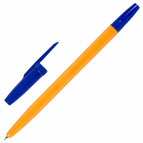 Ручка шариковая BRAUBERG "ORANGE Line", СИНЯЯ, корпус оранжевый, узел