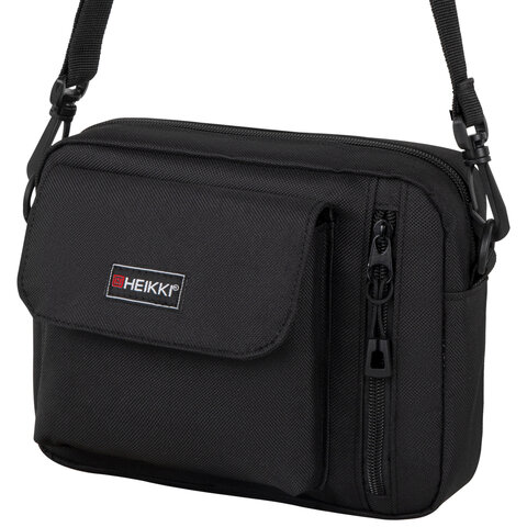 Сумка на плечо HEIKKI ATOM (ХЕЙКИ) два кармана, черная, 17х22х6 см, 272633 Сумка на плечо HEIKKI ATOM (ХЕЙКИ) два кармана, черная, 17х22х6 см, 272633