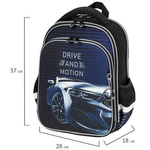 Ранец BRAUBERG QUADRO, 3 отделения, с брелоком, "Sport car", Ранец BRAUBERG QUADRO, 3 отделения, с брелоком, "Sport car",