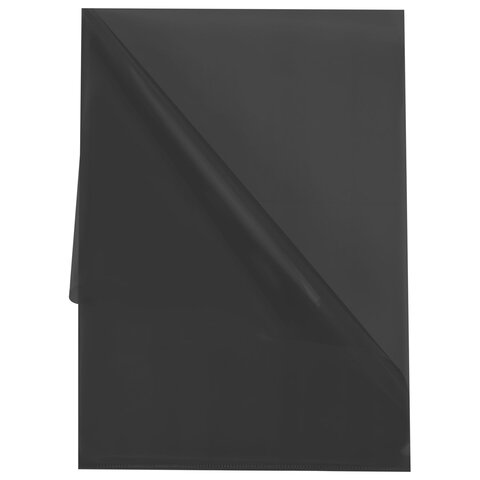 Папка-уголок прозрачная А4 BRAUBERG UNIVERSAL, черная, 0,10 мм, со штрихкодом,