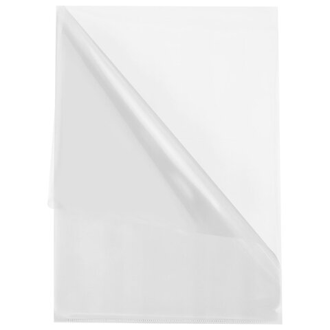 Папка-уголок А4 BRAUBERG UNIVERSAL, прозрачная, 0,10 мм, со штрихкодом, 273044