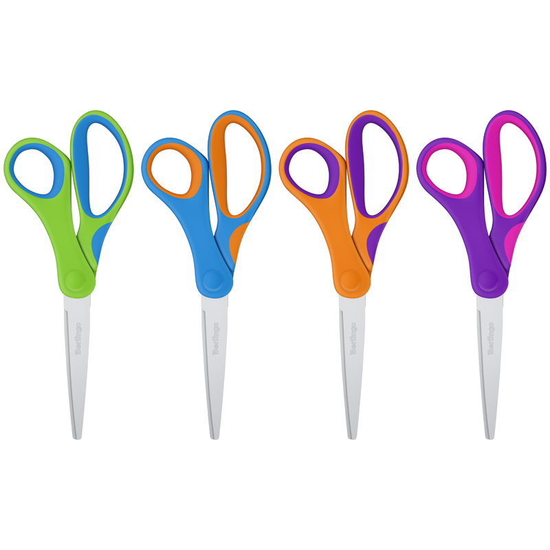 Ножницы Berlingo "Fuze" 17,7см, эргономичные ручки, ассорти, Ножницы Berlingo "Fuze" 17,7см, эргономичные ручки, ассорти,