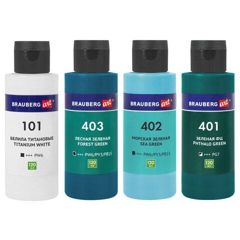 Краски акриловые для техники "Флюид Арт" (POURING PAINT), 4 цвета по Краски акриловые для техники "Флюид Арт" (POURING PAINT), 4 цвета по