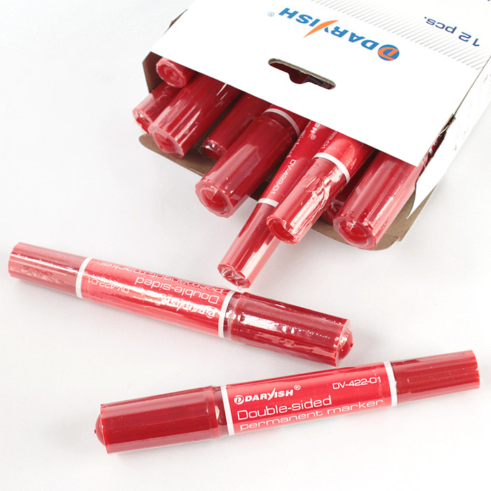 Маркер-перманент 2-х сторонний "Darvish" красный Маркер-перманент 2-х сторонний "Darvish" красный