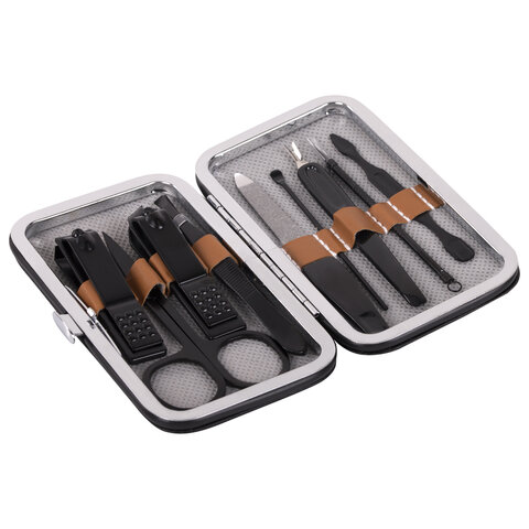 Универсальный набор для маникюра и педикюра 9 в 1 в футляре, MINI, черный, WBZ,