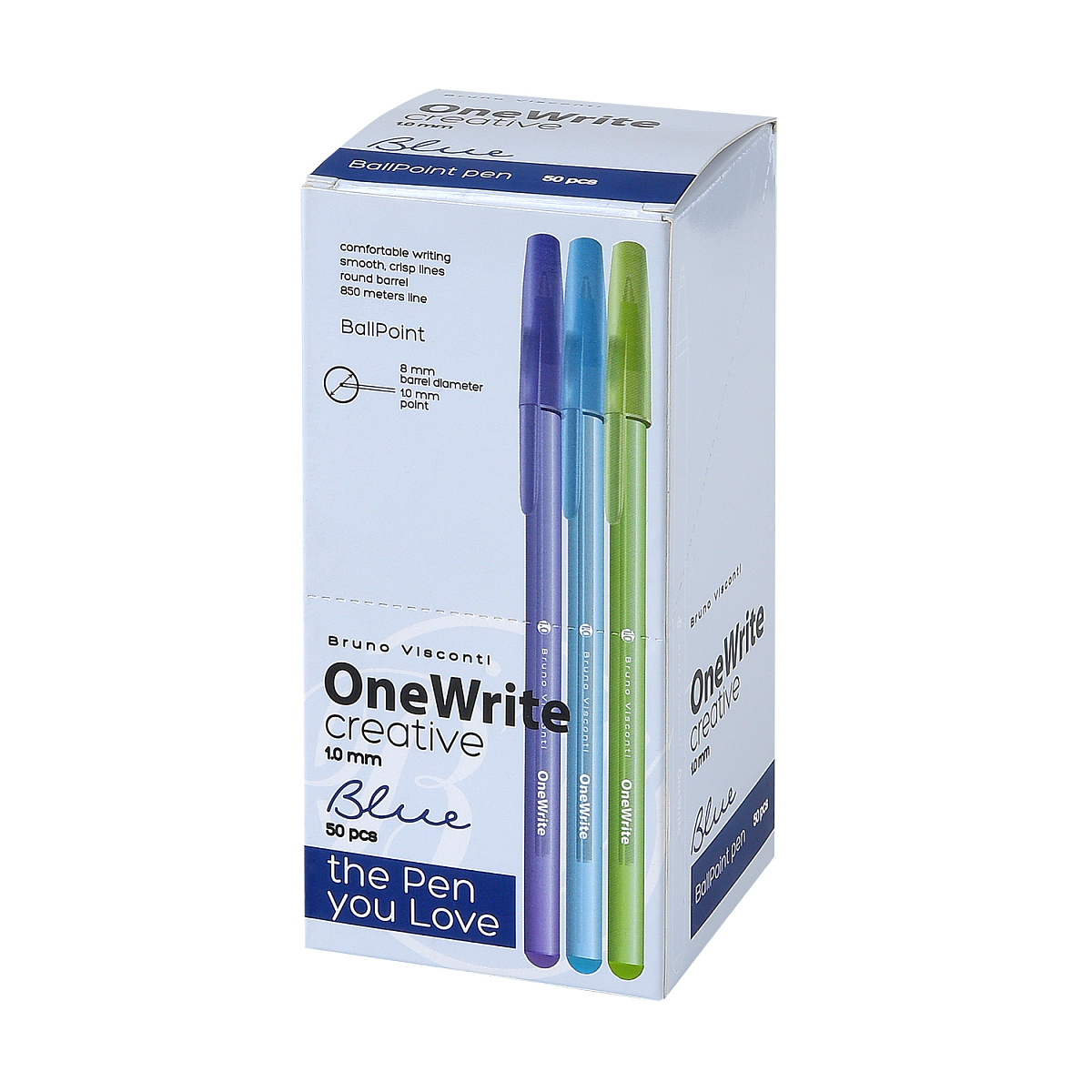 Ручка "OneWrite Creative" ШАРИКОВАЯ 1.0 мм, СИНЯЯ (3 цвета) Ручка "OneWrite Creative" ШАРИКОВАЯ 1.0 мм, СИНЯЯ (3 цвета)