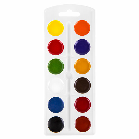 Краски акварельные ПИФАГОР "ЖИРАФ" на коррексе, 12 цветов, медовые,