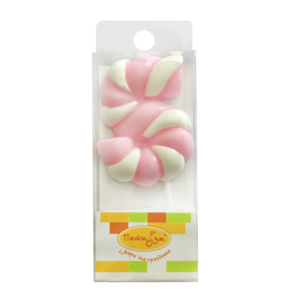 Свеча Цифра 5 Леденец розовый 4,8см Свеча Цифра 5 Леденец розовый 4,8см