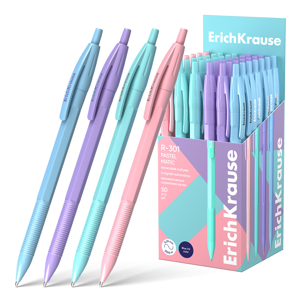 Ручка шариковая автоматическая ErichKrause R-301 Matic Pastel 0.7, цвет чернил Ручка шариковая автоматическая ErichKrause R-301 Matic Pastel 0.7, цвет чернил