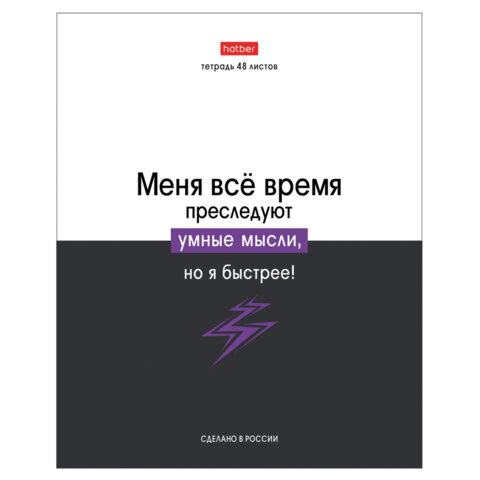 Тетрадь А5 48 л., HATBER скоба, клетка, обложка картон, "Люблю школу"