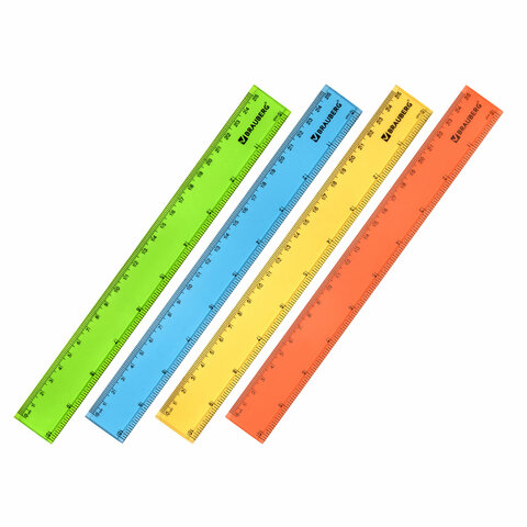 Линейка пластиковая 25 см, BRAUBERG, прозрачная, неоновая, ассорти, 210835 Линейка пластиковая 25 см, BRAUBERG, прозрачная, неоновая, ассорти, 210835