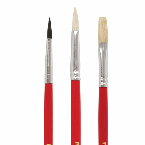 Кисти ПИФАГОР, набор 3 шт. (беличья круглая № 3, коза круглая № 4, из щетины