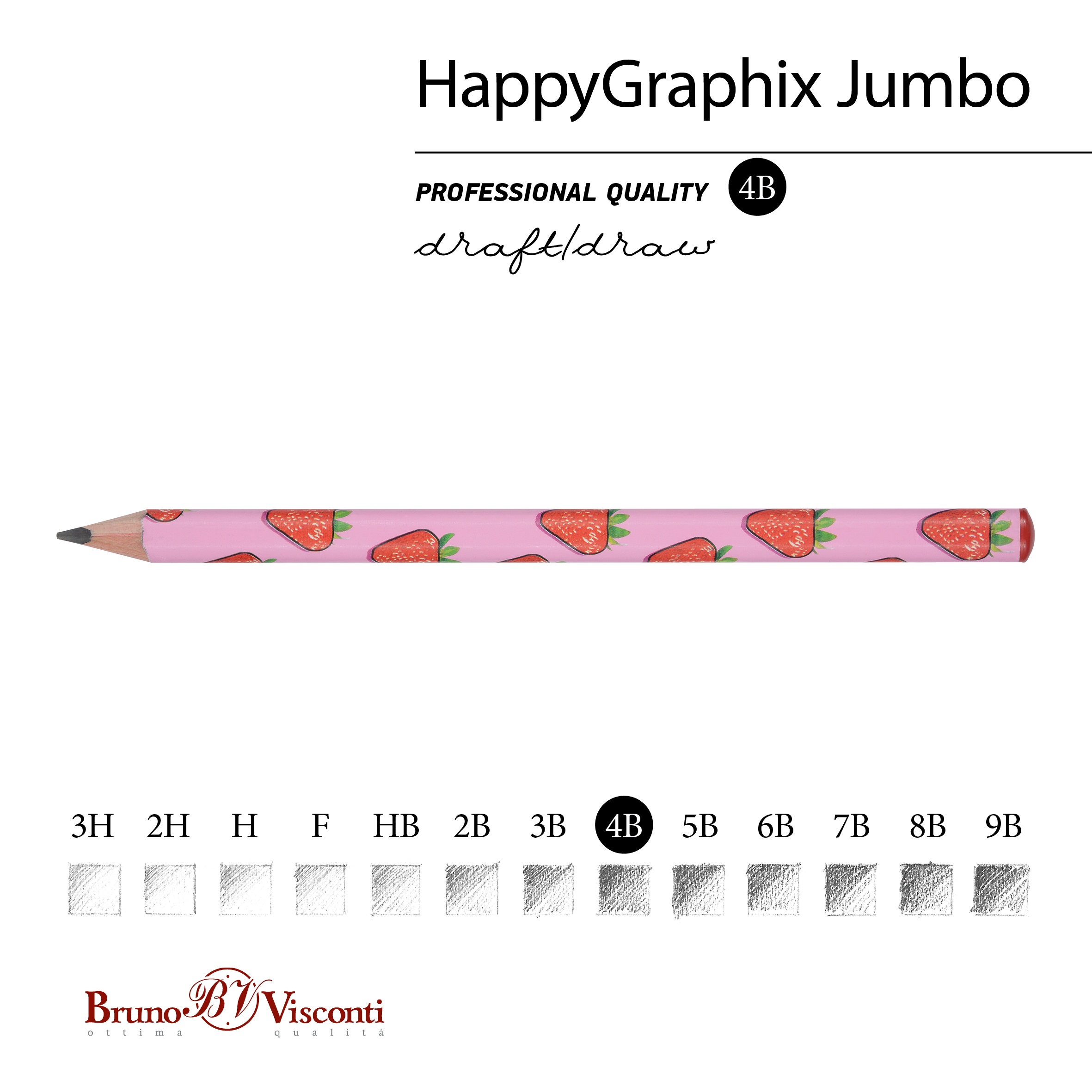 КАРАНДАШ ЧЕРНОГРАФИТОВЫЙ "HappyGraphix Jumbo. Ягоды. Графика. КАРАНДАШ ЧЕРНОГРАФИТОВЫЙ "HappyGraphix Jumbo. Ягоды. Графика.