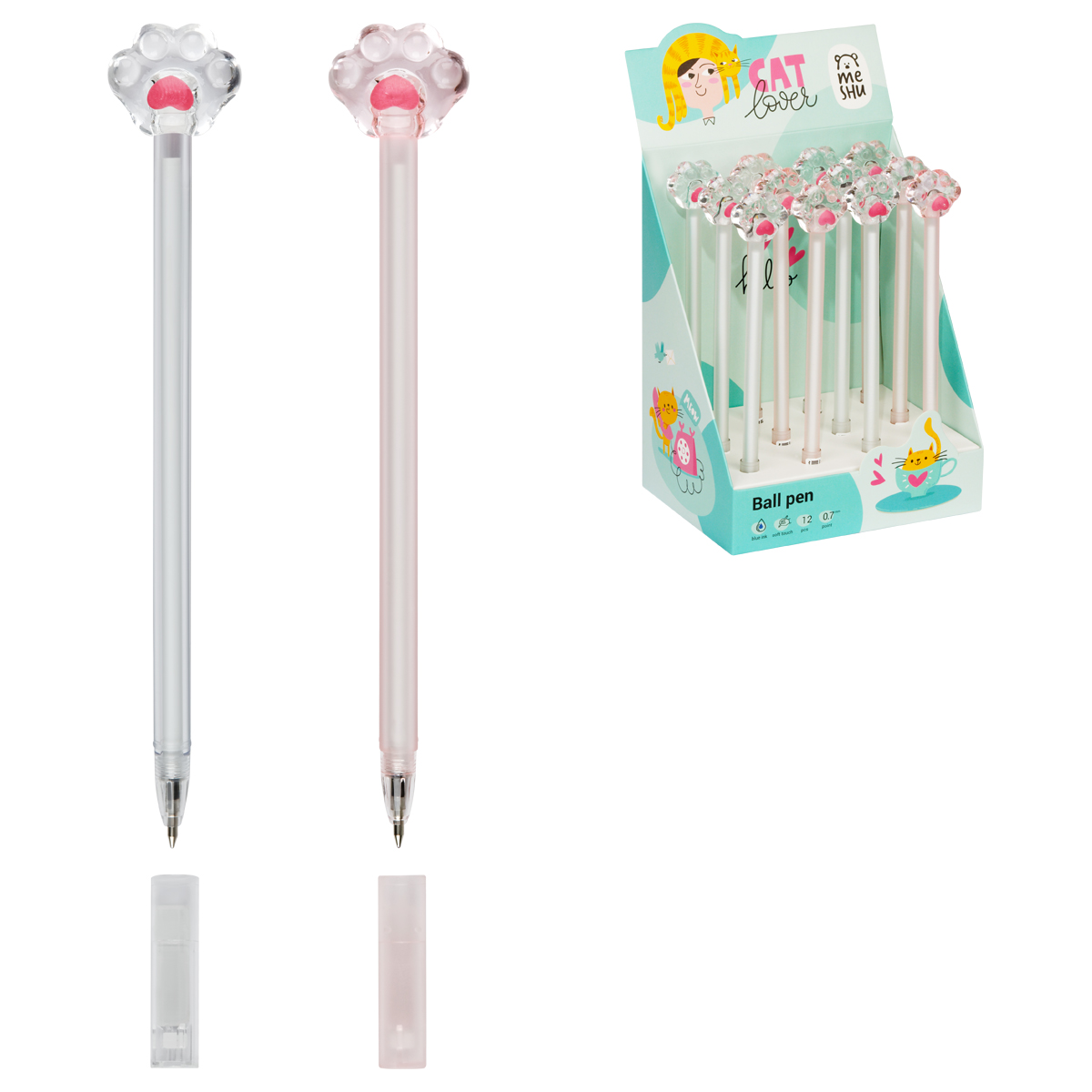 Ручка шариковая MESHU "Crystal Paw", синяя, 0,7мм, корпус ассорти, с Ручка шариковая MESHU "Crystal Paw", синяя, 0,7мм, корпус ассорти, с