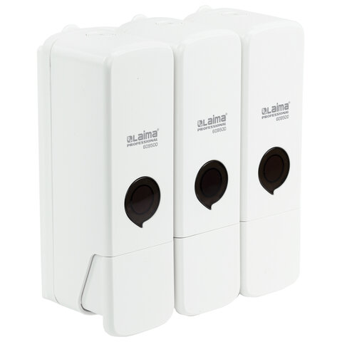 Дозатор тройной 3 х 0,3 л для жидкого мыла/шампуня/геля LAIMA PREMIUM, НАЛИВНОЙ,