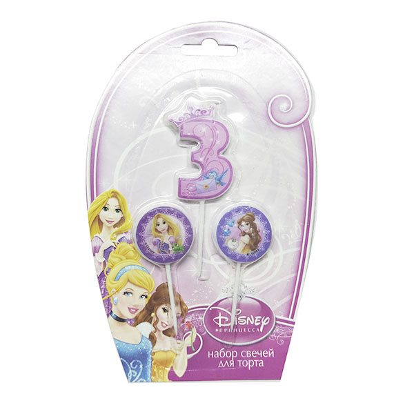 Свечи для торта Дисней Принцессы (цифра 3, медальоны 2 шт) Свечи для торта Дисней Принцессы (цифра 3, медальоны 2 шт)