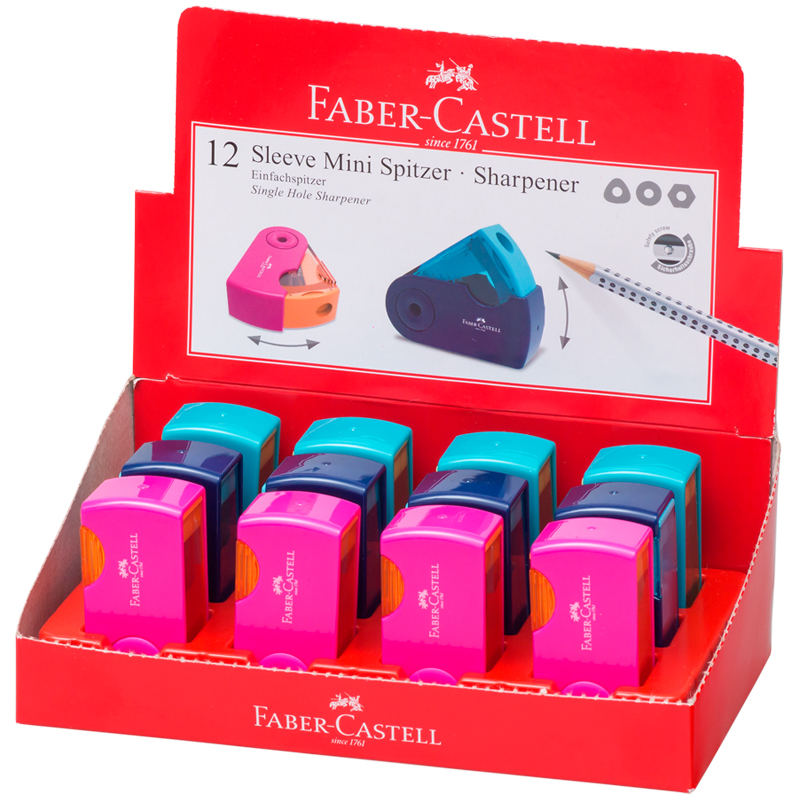 Точилка пластиковая Faber-Castell "Sleeve Mini", 1 отверстие, Точилка пластиковая Faber-Castell "Sleeve Mini", 1 отверстие,