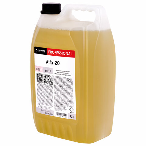 Средство для уборки после строительства моющее, 5 л, PRO-BRITE ALFA-20,
