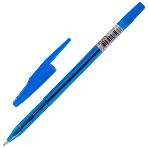 Ручка шариковая STAFF "Basic BP-66 BLUE", СИНЯЯ, корпус синий, узел 1