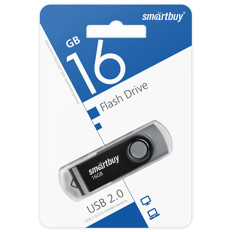 Память Smart Buy "Twist" 16GB, USB 2.0 Flash Drive, черный