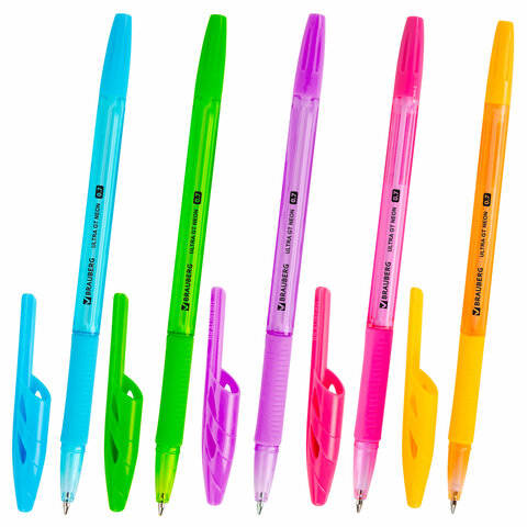 Ручка шариковая с грипом BRAUBERG "ULTRA GT NEON", СИНЯЯ, корпус Ручка шариковая с грипом BRAUBERG "ULTRA GT NEON", СИНЯЯ, корпус