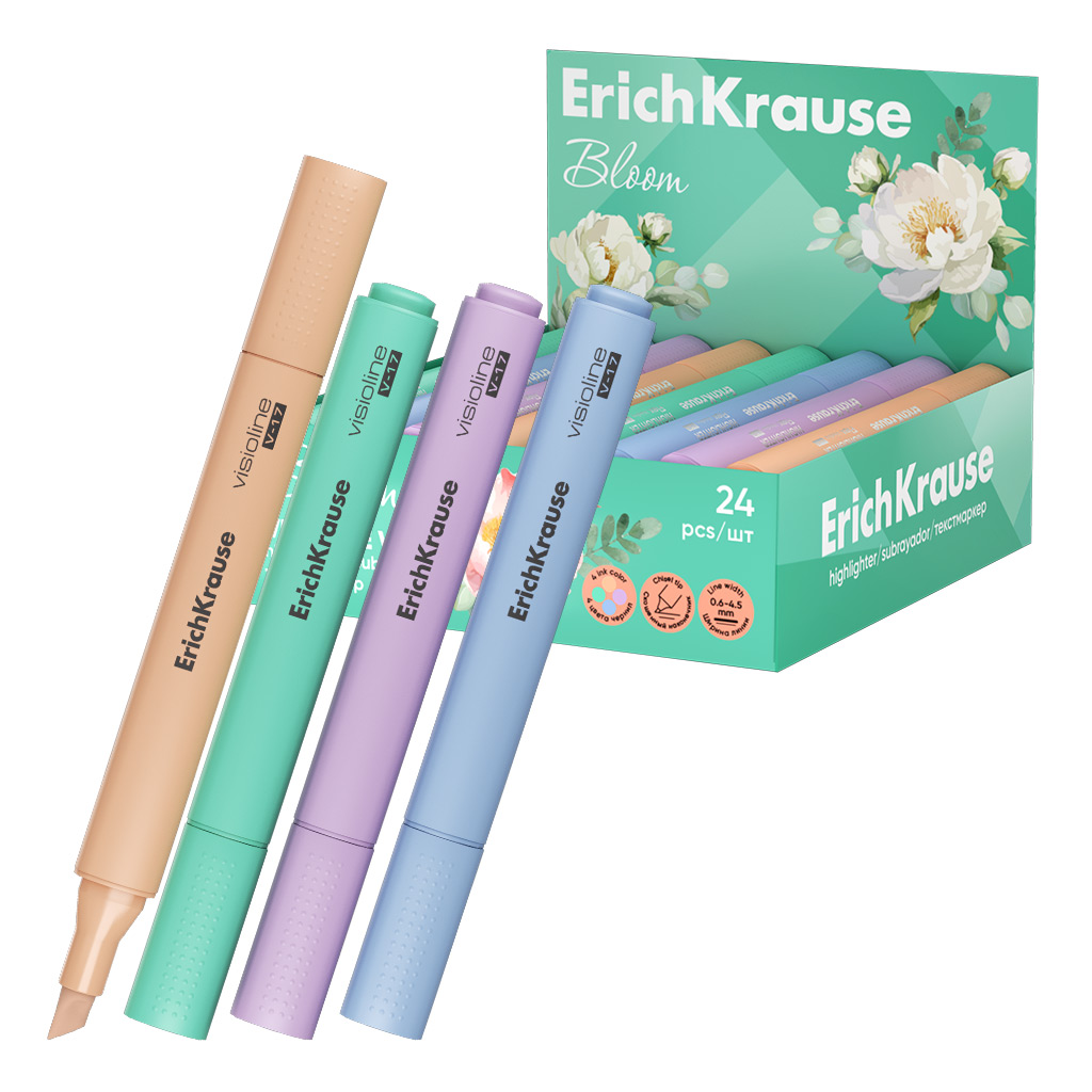 Текстмаркер Erich Krause Visioline V-17 Pastel Bloom, цвет чернил ассорти (в Текстмаркер Erich Krause Visioline V-17 Pastel Bloom, цвет чернил ассорти (в