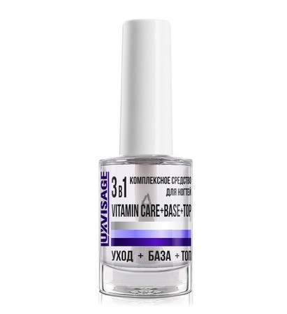 LUXVISAGE Комплексное ср-во для ногтей 3 в1 VITAMIN CARE+BASE+TOP, 9г, арт.К513 LUXVISAGE Комплексное ср-во для ногтей 3 в1 VITAMIN CARE+BASE+TOP, 9г, арт.К513