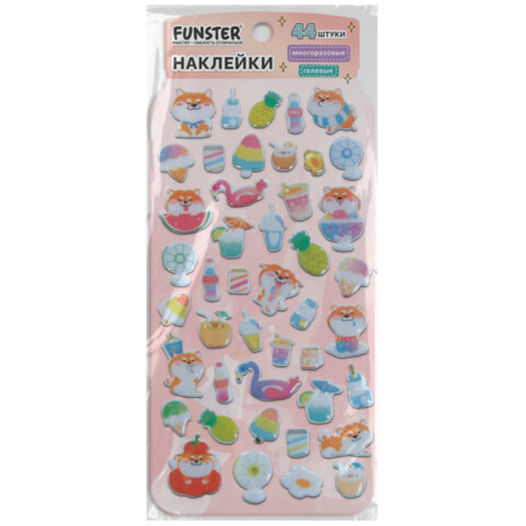 Наклейки гелевые "Вкусный микс", 17,5х9 см, ассорти 6 видов, FUNSTER