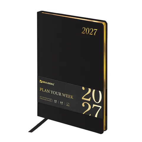 Еженедельник датированный 2027, БОЛЬШОЙ ФОРМАТ, 210х297 мм, А4, BRAUBERG Еженедельник датированный 2027, БОЛЬШОЙ ФОРМАТ, 210х297 мм, А4, BRAUBERG