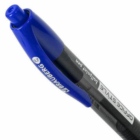 Ручка шариковая автоматическая с грипом BRAUBERG OFFICE STYLE, СИНЯЯ, игольчатый Ручка шариковая автоматическая с грипом BRAUBERG OFFICE STYLE, СИНЯЯ, игольчатый