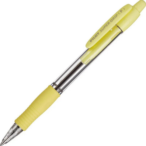 Ручка шариковая автоматическая с грипом PILOT Super Grip, СИНЯЯ, желтые детали,