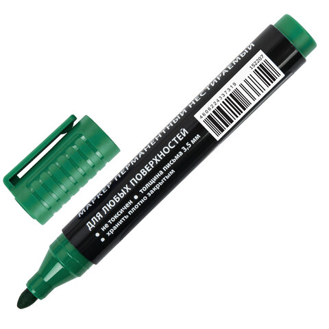 Маркер перманентный ULTRA MARKER, ЗЕЛЕНЫЙ, 3,5 мм, с клипом, BRAUBERG, 152207 Маркер перманентный ULTRA MARKER, ЗЕЛЕНЫЙ, 3,5 мм, с клипом, BRAUBERG, 152207