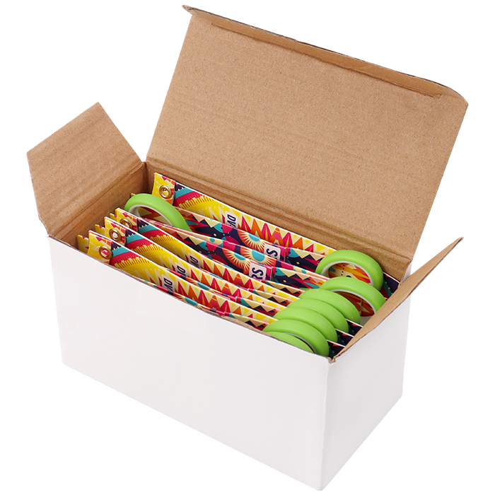 Ножницы 13см, детские, закругленные лезвия, цвет ручек салатовый