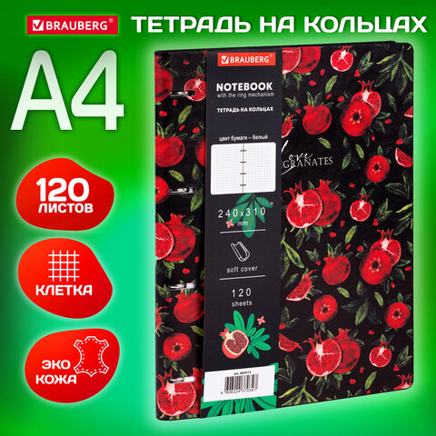 Тетрадь на кольцах БОЛЬШАЯ А4 (240х310 мм), 120 л., под кожу, BRAUBERG VISTA, Тетрадь на кольцах БОЛЬШАЯ А4 (240х310 мм), 120 л., под кожу, BRAUBERG VISTA,