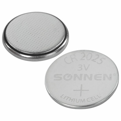 Батарейки литиевые SONNEN Lithium CR2025, "таблетки, дисковые,