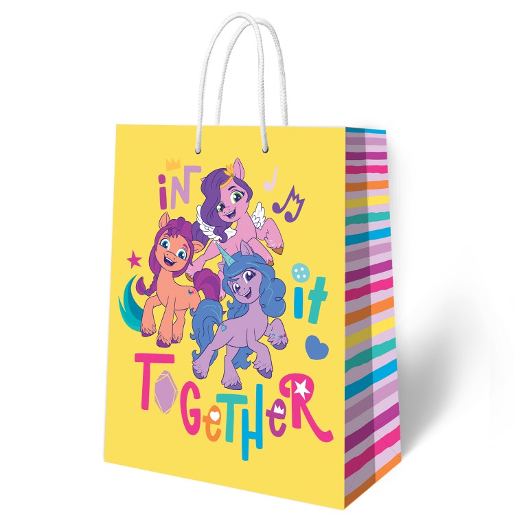 My Little Pony. Пакет подарочный большой, розово - желтый, 330*455*100 мм. My Little Pony. Пакет подарочный большой, розово - желтый, 330*455*100 мм.