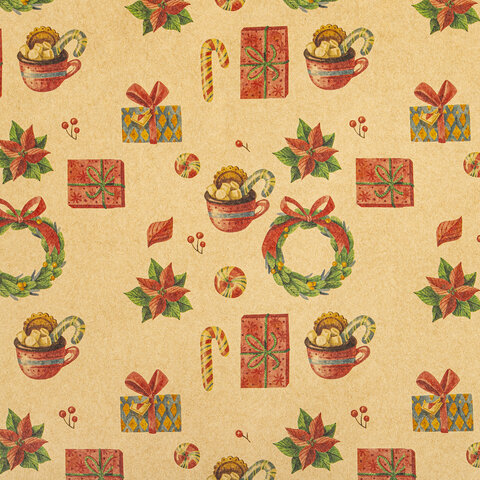 Бумага упаковочная новогодняя "Christmas Kraft", 70х100 см, 10 Бумага упаковочная новогодняя "Christmas Kraft", 70х100 см, 10
