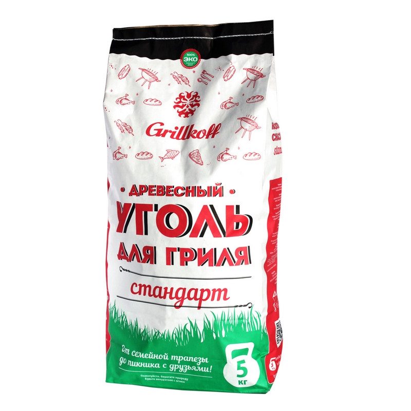 Уголь древесный для гриля Стандарт, пакет 5кг. из твердых лист, пород 2 Уголь древесный для гриля Стандарт, пакет 5кг. из твердых лист, пород 2