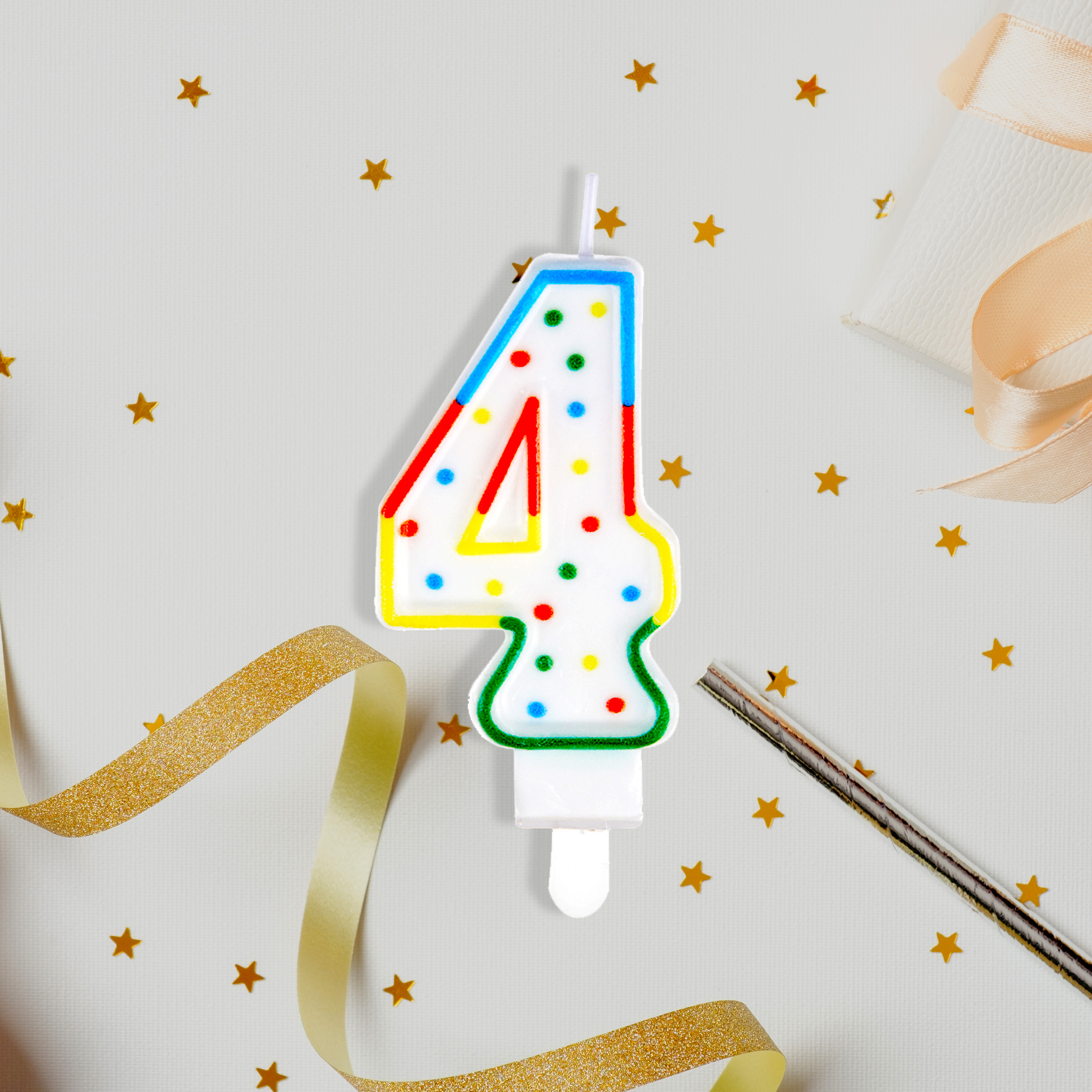 Свеча для торта с держателем MESHU "Цифра 4", 8,5см, блистер Свеча для торта с держателем MESHU "Цифра 4", 8,5см, блистер