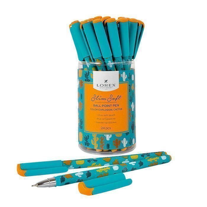 Ручка масляная LOREX COLOR EXPLOSION.CACTUS серия Slim Soft 0,50 мм, синий. Ручка масляная LOREX COLOR EXPLOSION.CACTUS серия Slim Soft 0,50 мм, синий.