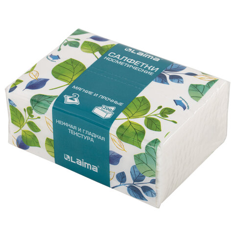 Салфетки косметические 200 шт. в упаковке, 2 слоя, 13,5х19 см, LAIMA PREMIUM Салфетки косметические 200 шт. в упаковке, 2 слоя, 13,5х19 см, LAIMA PREMIUM