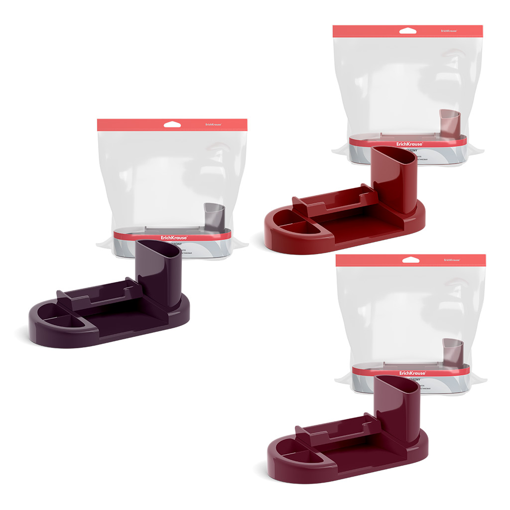 Подставка настольная пластиковая ErichKrause® Harmony, Marsala, ассорти из 3 Подставка настольная пластиковая ErichKrause® Harmony, Marsala, ассорти из 3