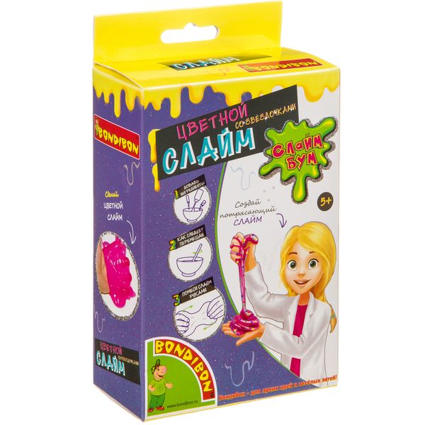 Науки с Буки Bondibon, опыты СЛАЙМ БУМ, Цветной слайм со звёздочками Науки с Буки Bondibon, опыты СЛАЙМ БУМ, Цветной слайм со звёздочками