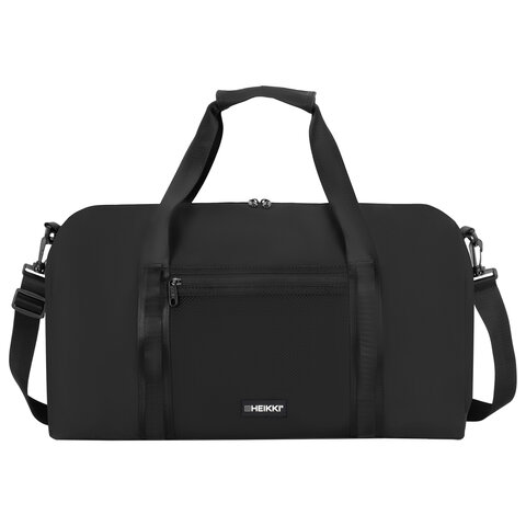 Сумка спортивная HEIKKI WORKOUT (ХЕЙКИ), карман на молнии, черная, 28x51x25 см,